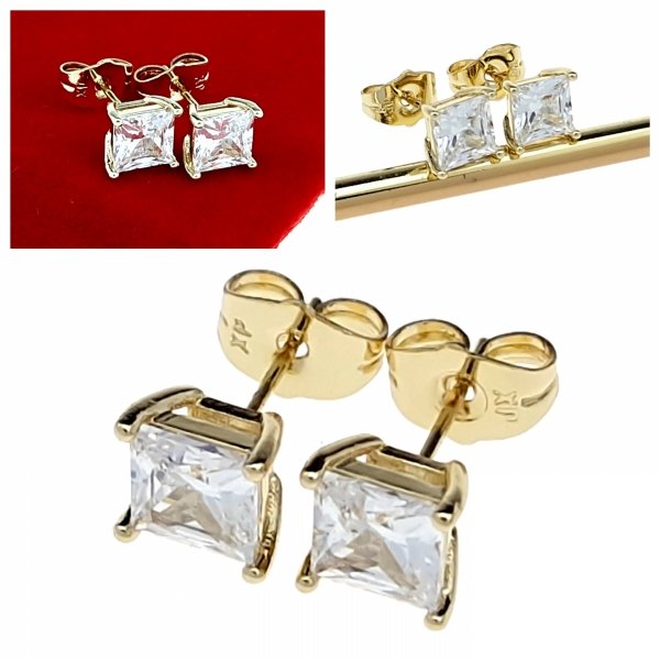 4411 Kolczyki złote pozłacane cyrkonie wtyczki 14K Xuping