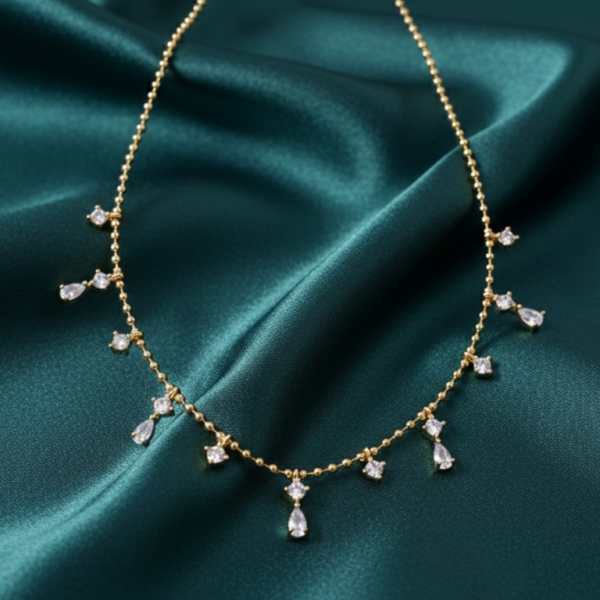 3274 Złoty łańcuszek naszyjnik 40+5cm pozłacany 14k cyrkonie