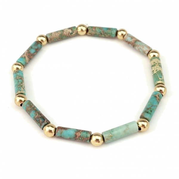 544k Bransoletka kamień naturalny jaspis cesarski na gumce jubilerskiej