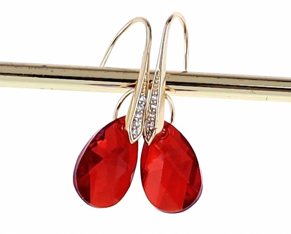 052 Kolczyki złote Austrian Crystal cyrkonia pozłacane 18k Xuping wiszące