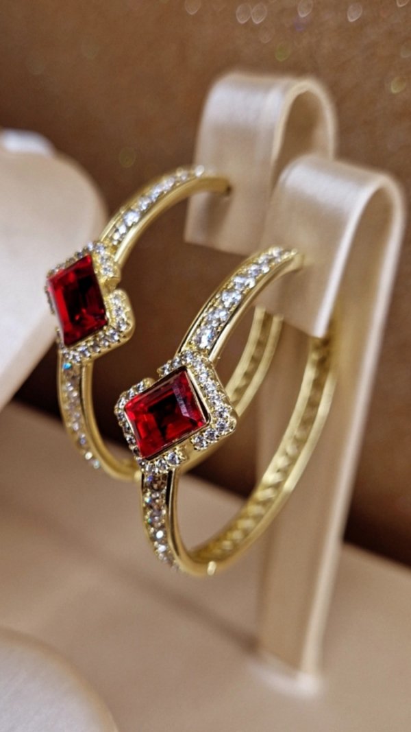 002 Kolczyki złote pozłacane Austrian Crystal wiszące 14K cyrkonie Xuping 