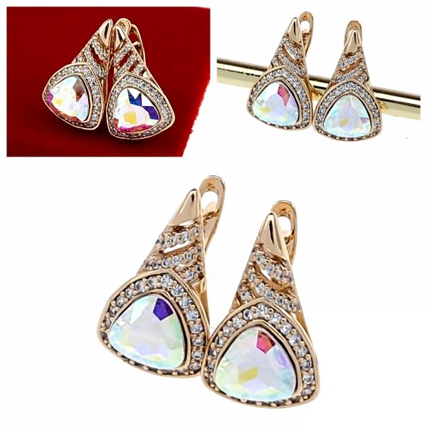 4982 Kolczyki złote Austrian Crystal cyrkonia pozłacane 18k Xuping wiszące 