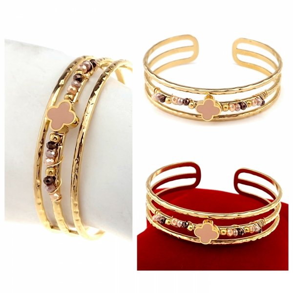 731 Bransoletka złota elegancka 5,5cm pozłacana 14k bangla Acero