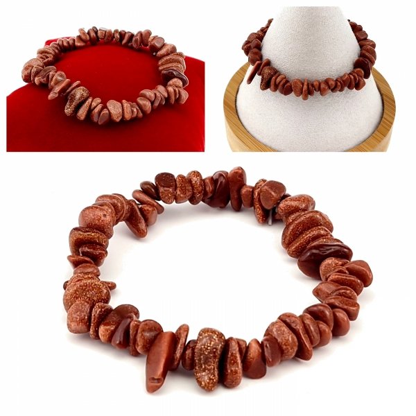 4402a Bransoletka kamień piasek pustyni sieczka na gumce jubilerskiej