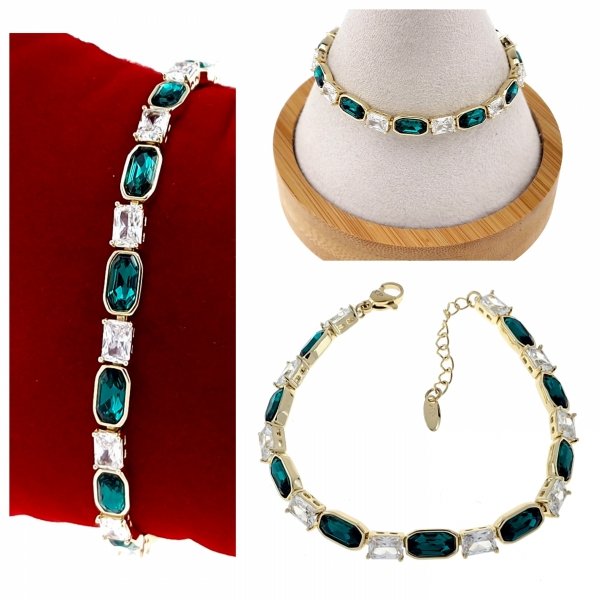 4227 Bransoletka elegancka złota 17+3cm pozłacana 14k Xuping Austrian Crystal