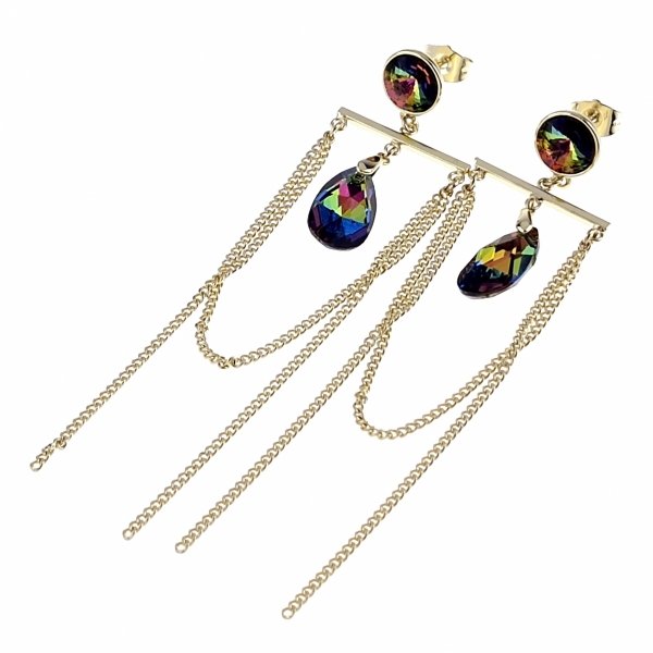 2792 Kolczyki złote pozłacane Austrian Crystal wiszące 14K cyrkonie Xuping 