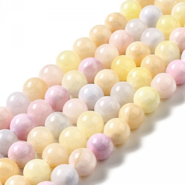 2952 Jadeit wielokolorowy okrągły kamień naturalny 8mm pasmo 38cm