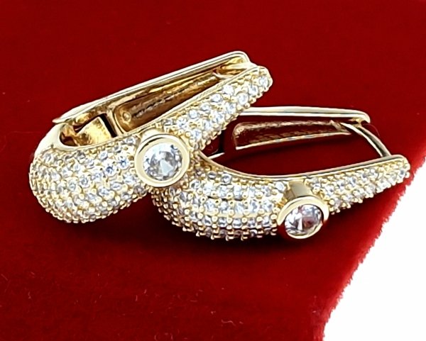 позолоченные серьги с эксклюзивным фианитом