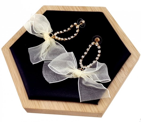 Золотые серьги шелковые цветы