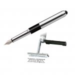 Pióro z pieczątką HERI Promesa srebrno-czarne wraz z wykonaniem gumki (grawer laserem)