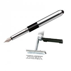 Pióro z pieczątką HERI Promesa srebrno-czarne wraz z wykonaniem gumki (grawer laserem)