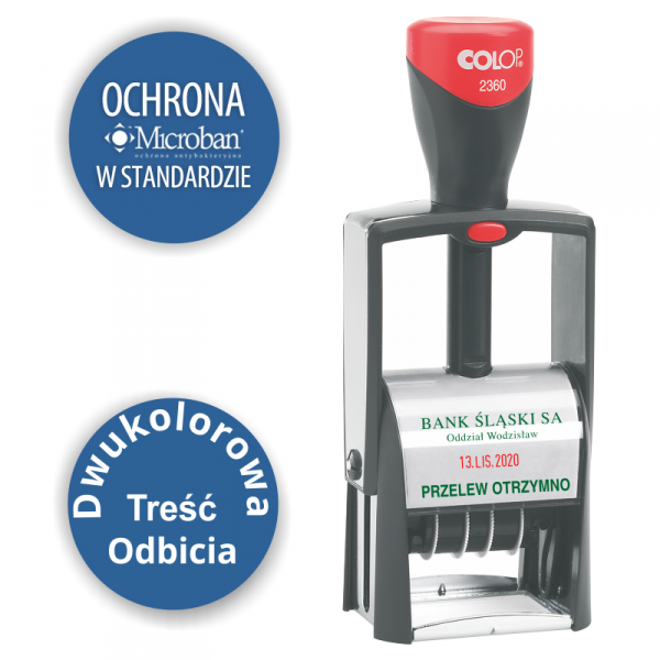 Classic 2360 Datownik – data cyfrowa, polska lub ISO – poduszka dwukolorowa wraz z wykonaniem