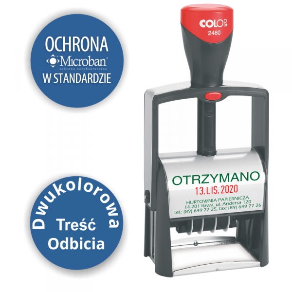 Classic 2460 Datownik – data cyfrowa, polska lub ISO – poduszka dwukolorowa wraz z wykonaniem