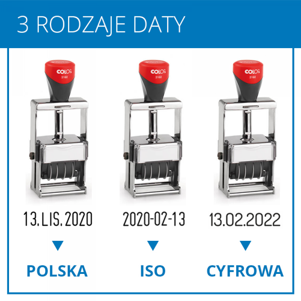 Datownik CLASSIC 2160 – data cyfrowa, polska lub ISO wraz z wykonaniem gumki (grawer laserem)
