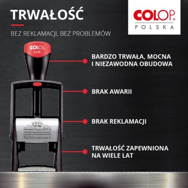 Datownik CLASSIC 2160 – poduszka dwukolorowa – ISO/POL/CYF wraz z wykonaniem gumki (grawer laserem)