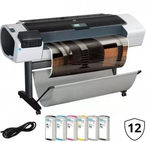 PLOTER HP DJ T1200 |  44 |  2 ROLKI | 12 GW | SERWIS | CH538A 