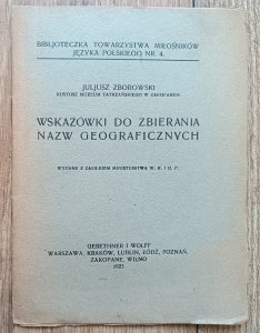 Wskazówki do zbierania nazw geograficznych / 1923