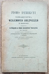 Pismo Dyrekcyi Towarzystwa Wzajemnych Ubezpieczeń w Krakowie / 1902