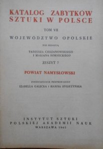 Katalog zabytków sztuki w Polsce tom VII zeszyt 7 • Województwo Opolskie, powiat Namysłowski