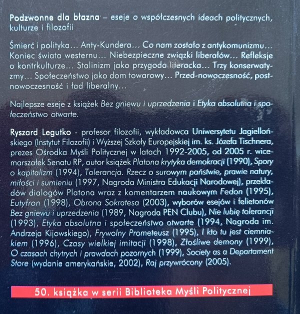 Ryszard Legutko Podwonne dla błazna