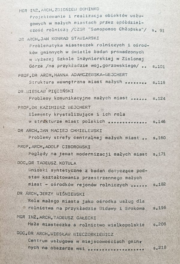 Projektowanie małych miast: materiały z seminarium Tuczno 1977