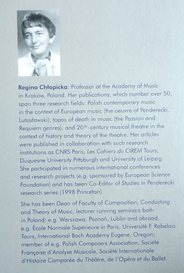 Regina Chłopicka • Krzysztof Penderecki. Musica sacra - Musica profana. A study of vocal-instrumental works