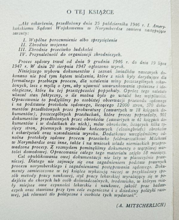 Nieludzka medycyna. Dokumenty procesu norymberskiego przeciwko lekarzom