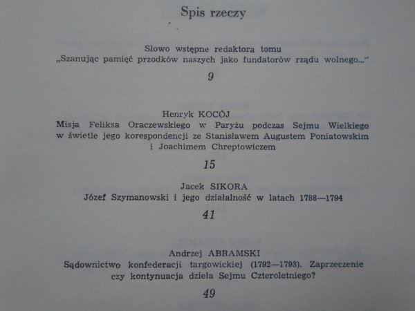 W dwusetną rocznicę wolnego Sejmu. Ludzie - państwo - prawo czasów Sejmu Czteroletniego