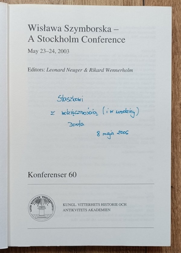 Wisława Szymborska: A Stockholm Conference May 23-24, 2003