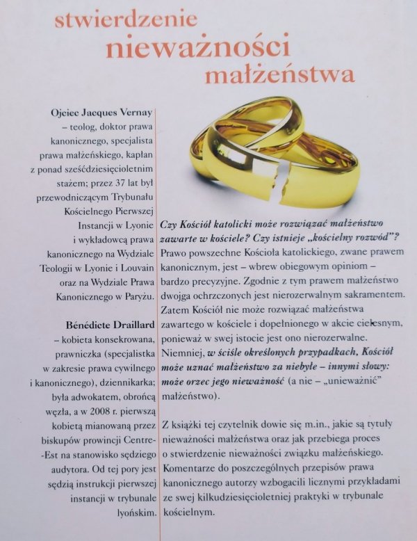 Jacques Vernay, Benedicte Draillard Stwierdzenie nieważności małżeństwa. Praktyczny poradnik