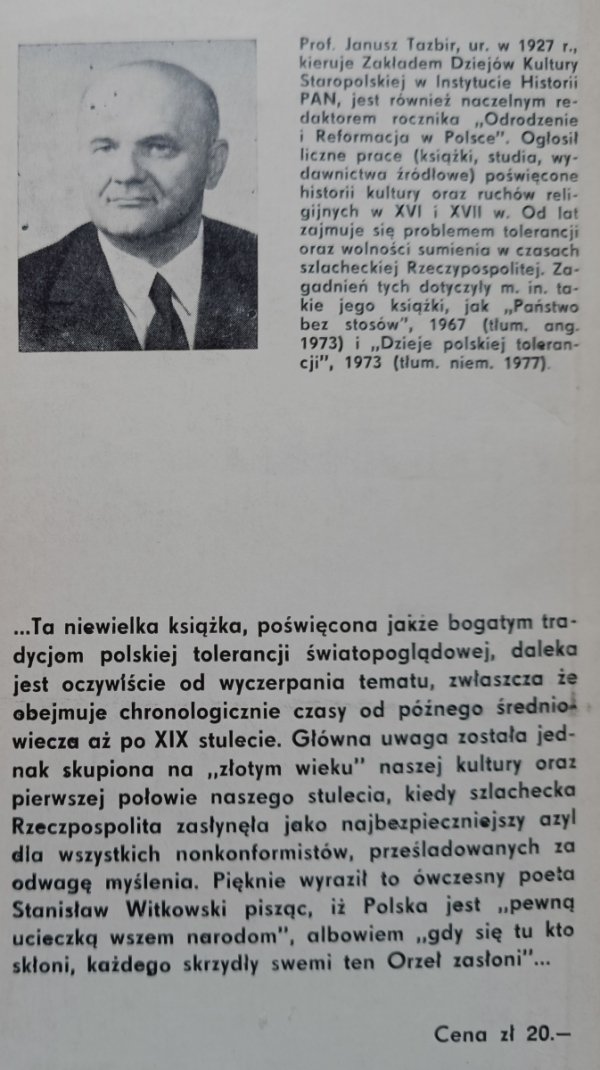 Janusz Tazbir Tradycje toleracji religijnej w Polsce