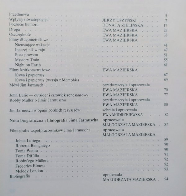 opr. Ewa Mazierska Jim Jarmusch