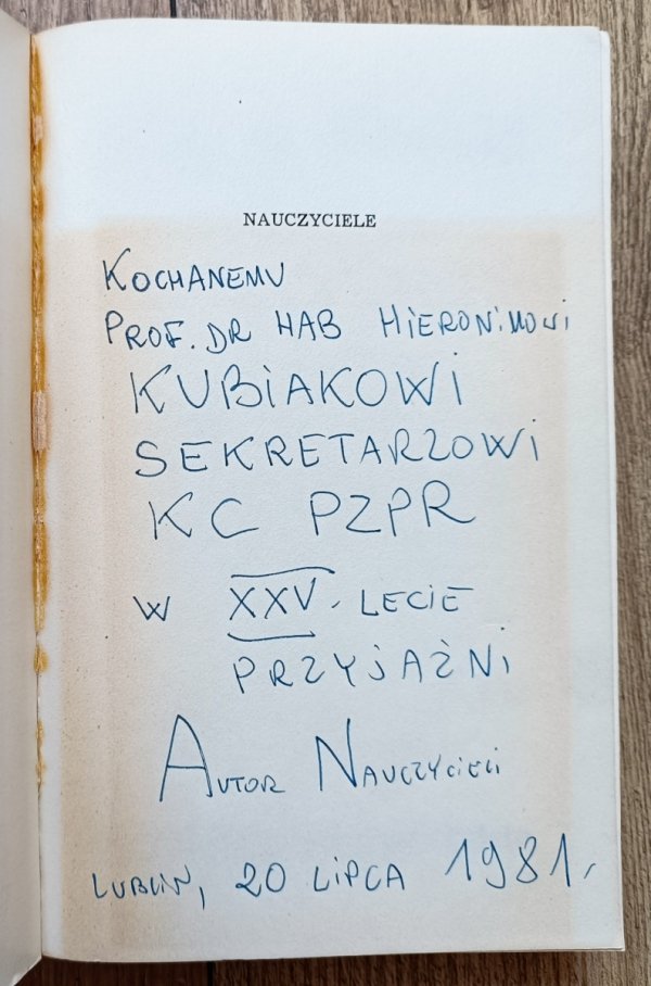Andrzej Nowicki Nauczyciele [dedykacja i list Andrzeja Nowickiego]
