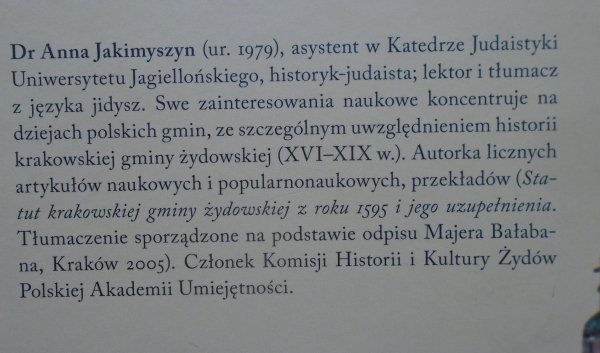 Anna Jakimyszyn Żydzi krakowscy w dobie Rzeczypospolitej Krakowskiej