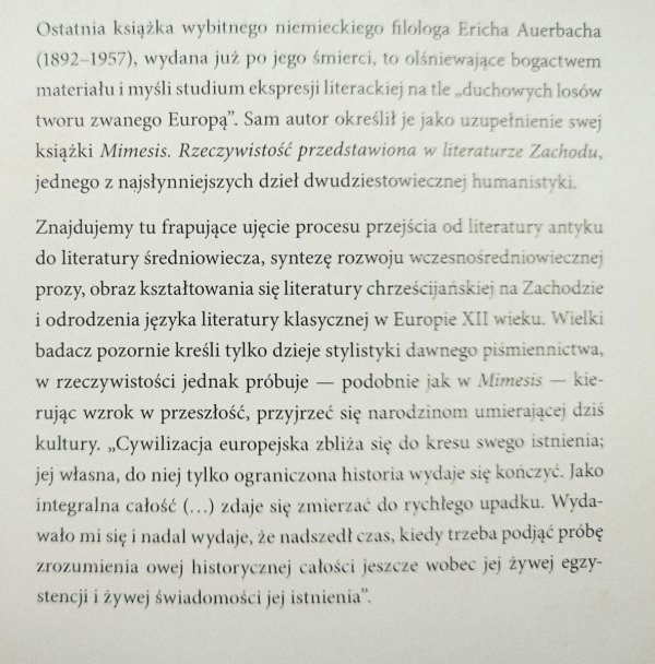 Erich Auerbach Język literacki i jego odbiorcy w późnym antyku łacińskim i średniowieczu