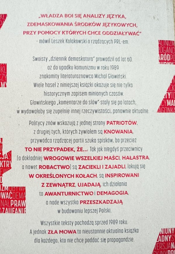 Michał Głowiński Zła mowa. Jak nie dać się propagandzie