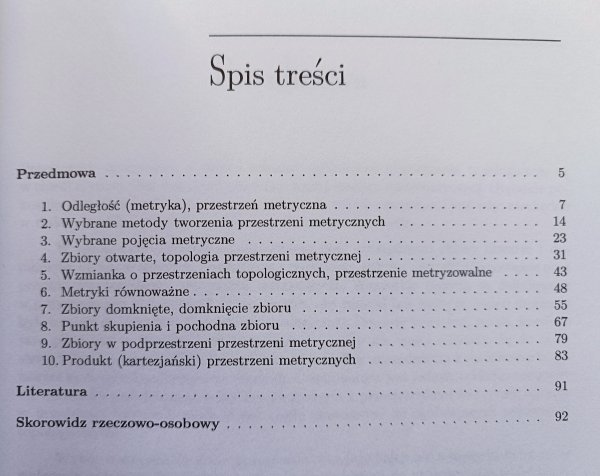 Marian Malec Przestrzenie metryczne