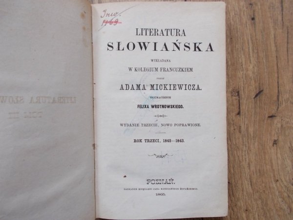 Adam Mickiewicz • Literatura słowiańska tom III [1865]