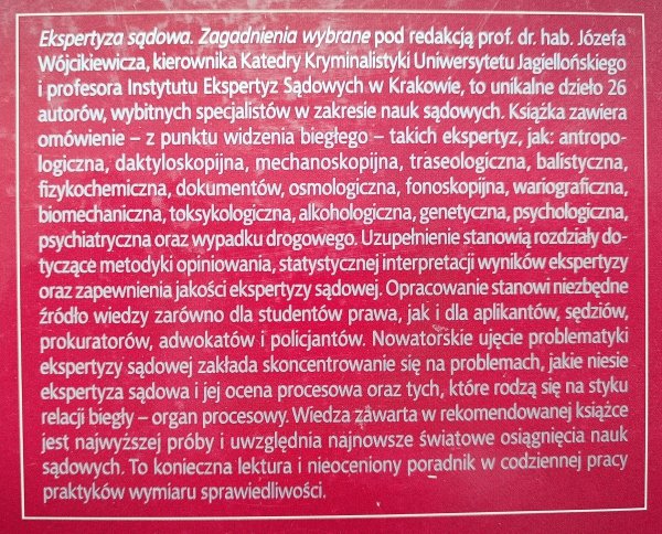 Józef Wójcikiewicz Ekspertyza sądowa. Zagadnienia wybrane