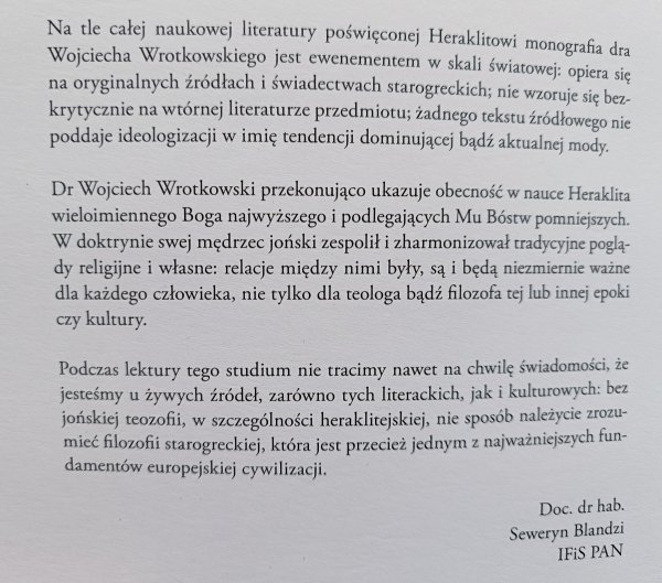 Wojciech Wrotkowski Jeden wieloimienny. Bóg Heraklita z Efezu