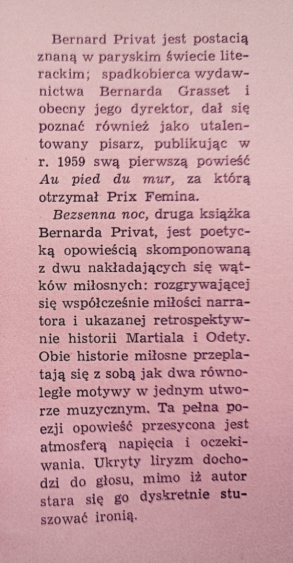 Berbard Privat Bezsenna noc