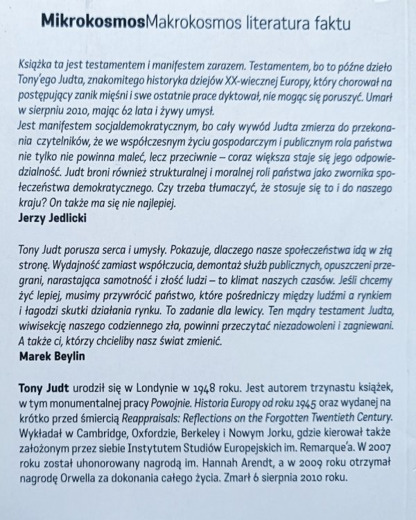 Tony Judt Źle ma się kraj. Rozprawa o naszych współczesnych bolączkach