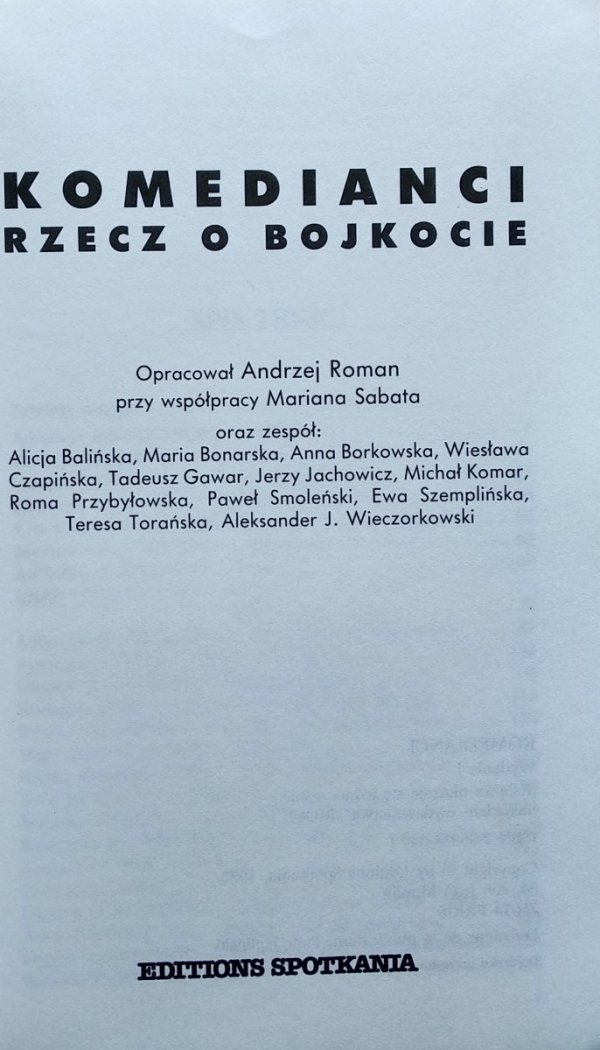 Andrzej Roman • Komedianci. Rzecz o bojkocie