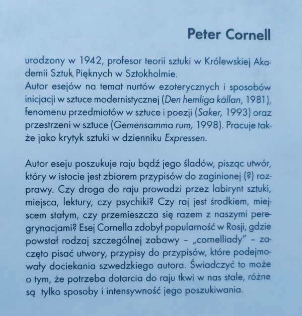 Peter Cornell Drogi do raju. Przypisy do zaginionego rękopisu