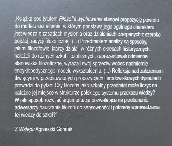 Agnieszka Gondek Filozofia wychowania