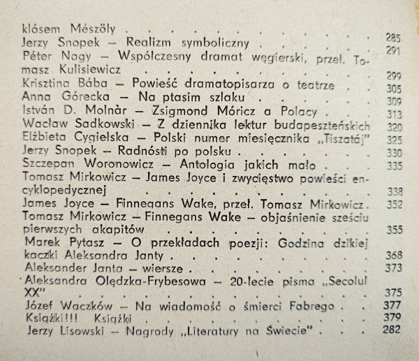 Literatura na świecie 8/1982 Elias Canetti, James Joyce