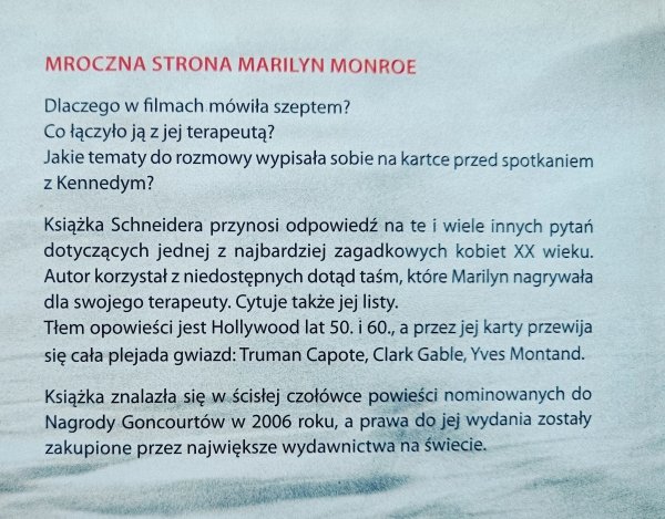 Michel Schneider Marilyn, ostatnie seanse