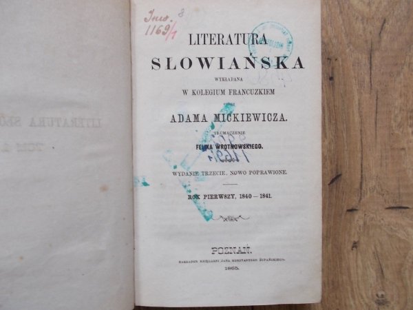 Adam Mickiewicz • Literatura słowiańska tom I [1865]