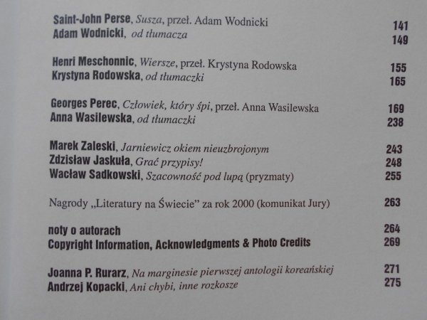 Literatura na świecie 4/2001 • Witold Gombrowicz, Henri Meschonnic, Saint-John Perse, Georges Perec