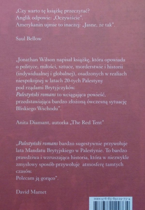 Jonathan Wilson • Palestyński romans. Powieść